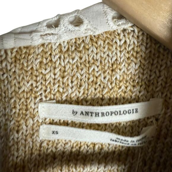 Anthropologie Beige Sleeveless Lace Collar Preppy Cable Knit Sweater Size XS - Picture 5 of 8